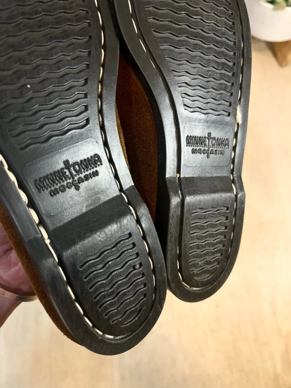 Minnetonka Thunderbird II Beaded Suede Moccasins Brown Size 13
